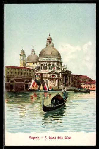 Künstler-AK Venezia, S. Maria della Salute und Gondel