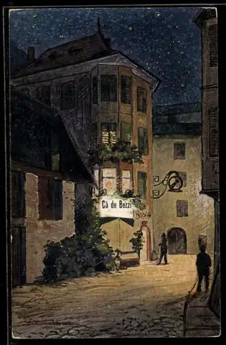 Künstler-AK Bolzano, Ca dei Bezzi, Gasthaus