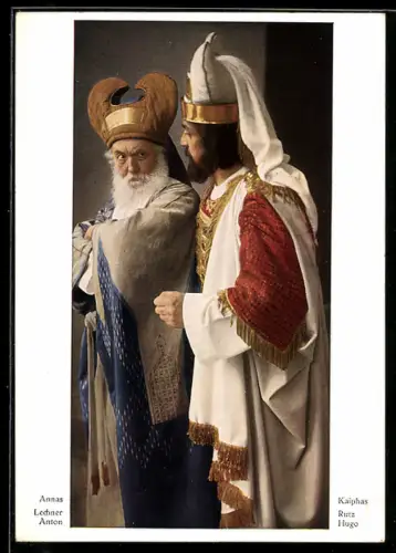 AK Oberammergau, Passionsspiele 1930, Schauspieler Hugo Rutz und Anton Lechner als Kaiphas und Annas