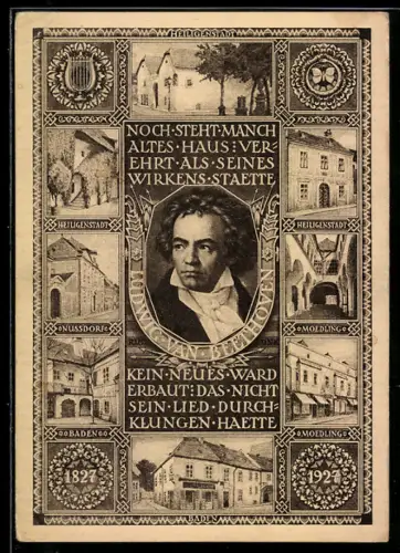 AK Ludwig van Beethoven, Häuser seiner Wirkungsstätten