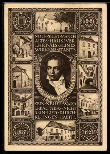 AK Ludwig van Beethoven, Häuser seiner Wirkungsstätten