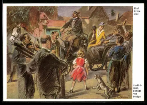 Künstler-AK Alfred Gerstenbrand: Heimkehr vom Heurigen mit Musikern