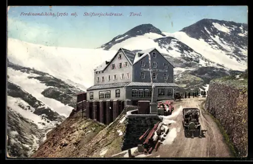 AK Stilfserjoch, Ferdinandshöhe und Stilfserjochstrasse im Winter