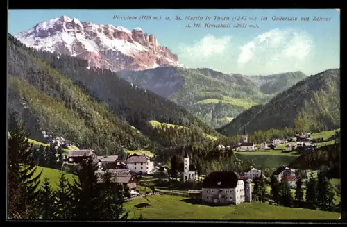 AK Piccolein, Ortsansicht mit St. Martin u. Zehner