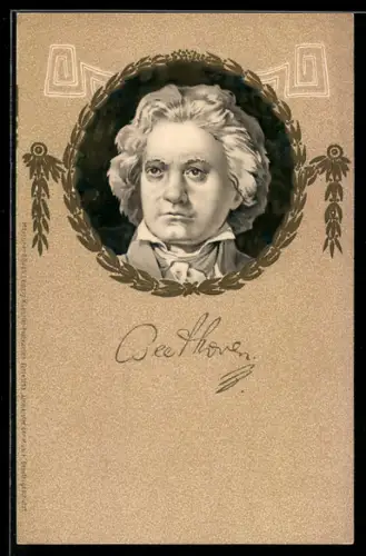 Lithographie Porträtbild von Komponist Ludwig van Beethoven