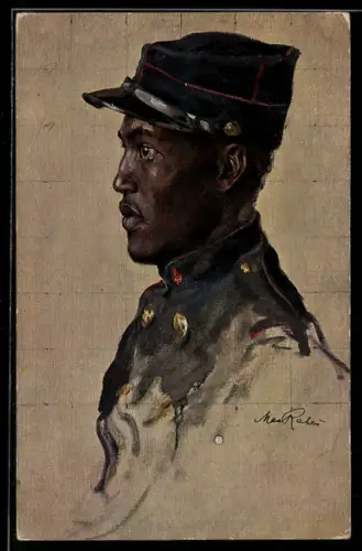 Künstler-AK Schwarzer Franzose, Senegal