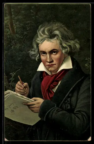 AK Ludwig van Beethoven komponiert