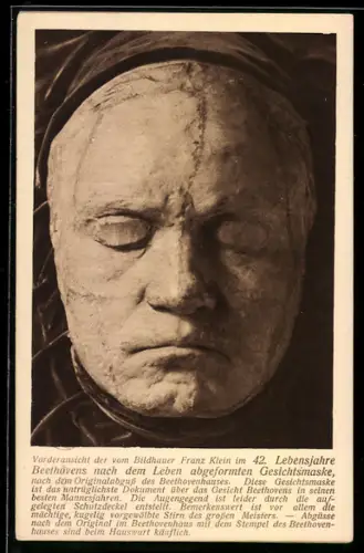 AK Ludwig van Beethoven, die nach dem Leben abgeformte Gesichtsmaske