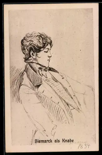 Künstler-AK Portrait Otto von Bismarck als junger Knabe