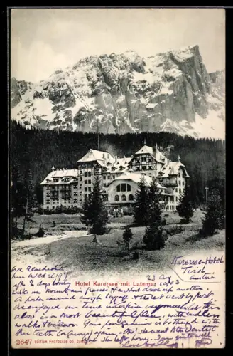 AK Karersee, Hotel mit Latemar