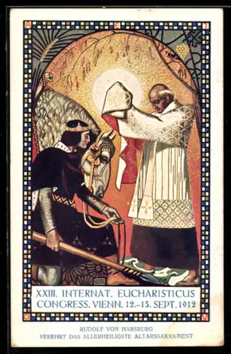 Künstler-AK Wien, XXIII. Eucharistischer Kongress 1912, Krönung Rudolf von Habsburg