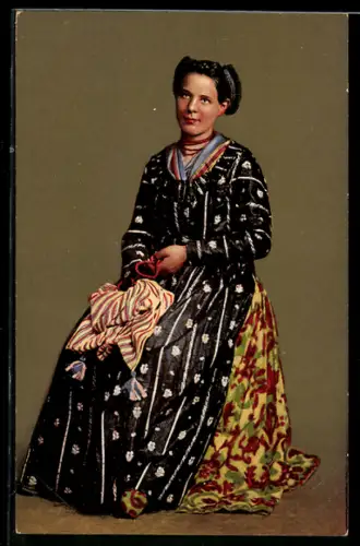 AK Glarus, Junge Frau in Tracht