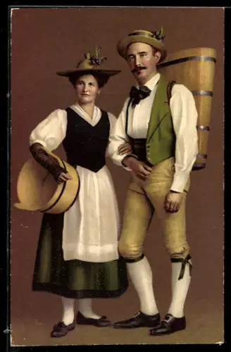 AK Schweiz, Vignerons vaudois, Liebespaar in Tracht