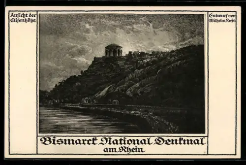 Künstler-AK Bingen /Rhein, Bismarck National-Denkmal auf der Elisenhöhe