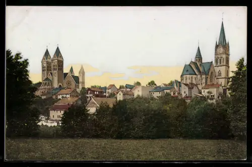 AK Homburg v. d. Höhe, Blick auf die Erlöser- und Katholische Kirche