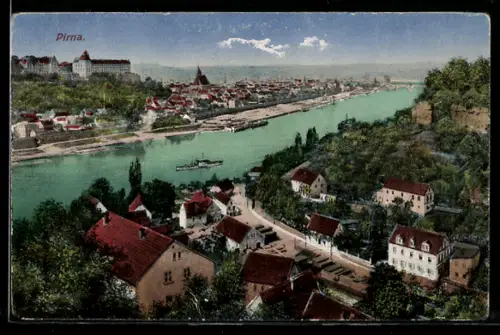 AK Pirna, Teilansicht mit Schloss