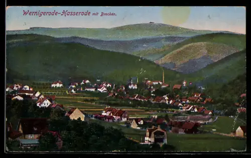 AK Wernigerode-Hasserode, Teilansicht mit Brocken