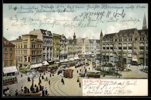 AK Berlin, Verkehr auf dem Spittelmarkt, Strassenbahn