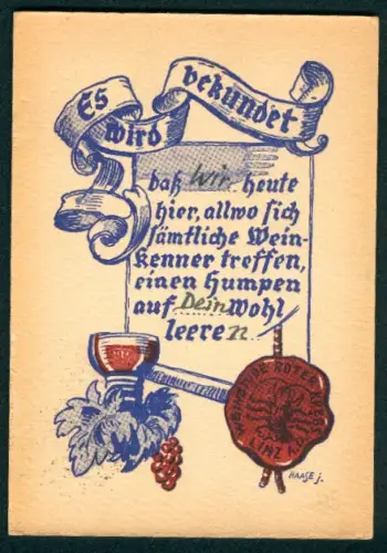 AK Linz a. D., Gasthaus Weinstube Roter Krebs, Urkunde mit Siegel