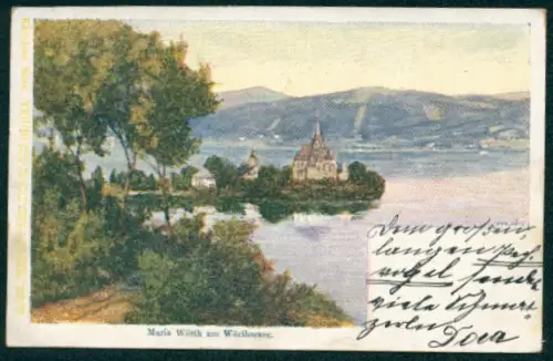 Glitzer-Perl-AK Innsbruck, Teilansicht mit Bergen im Winter mit Glitzer-Perlen