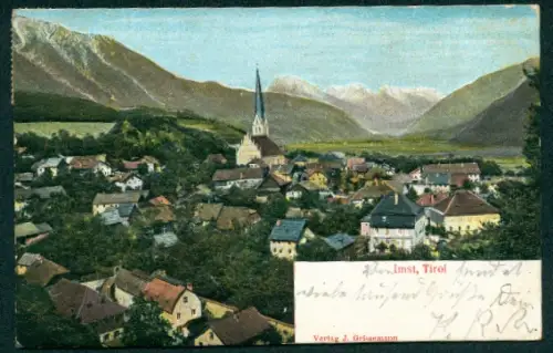 Relief-AK Imst /Tirol, Ortsansicht mit Kirche