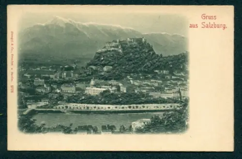 Relief-AK Salzburg, Blick auf den Ort