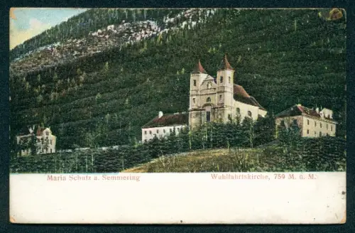 Relief-AK Maria Schutz a. Semmering, Wallfahrtskirche am Berghang