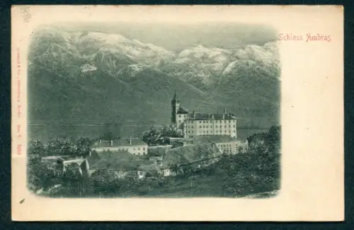 Relief-AK Ambras, Schloss Ambras mit Bergpanorama