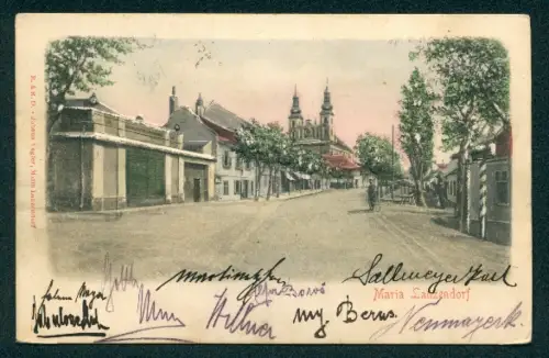 Relief-AK Maria Lanzendorf, Blick zur Kirche
