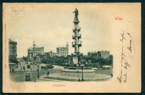 Relief-AK Wien, Praterstern mit Strassenbahn
