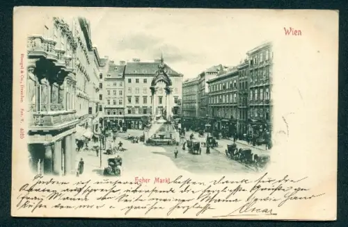 Relief-AK Wien, Hoher Markt mit Passanten