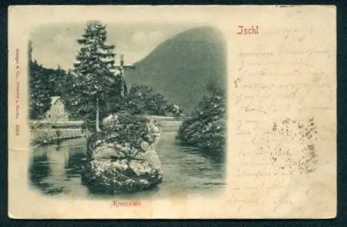 Relief-AK Ischl, Ansicht vom Kreuzstein
