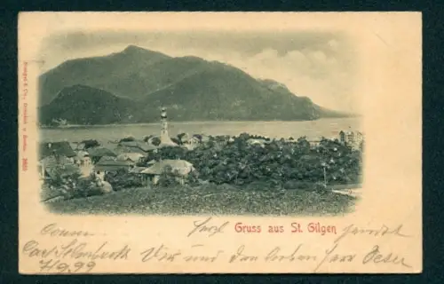 Relief-AK St. Gilgen, Ortsansicht mit Umgebung