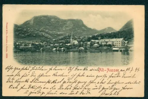 Relief-AK Alt-Aussee, Ortsansicht mit Kirche