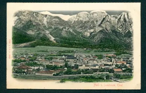 Relief-AK Hall b. Innsbruck, Ortsansicht aus der Vogelschau