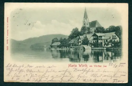 Relief-AK Maria Wörth am Wörther See, Blick zum Ort
