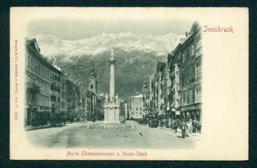 Relief-AK Innsbruck, Blick in die Maria-Theresienstrasse mit Anna-Säule