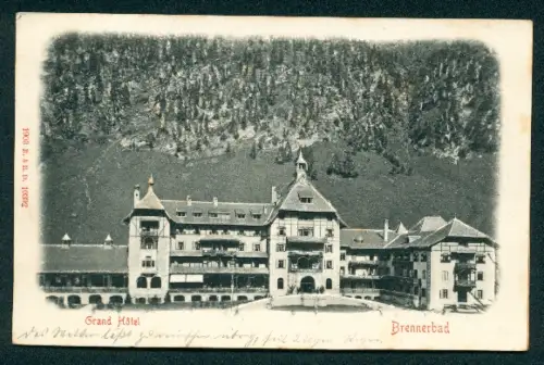 Relief-AK Brennerbad, Blick zum Grand Hotel