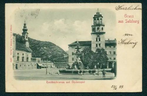 Relief-AK Salzburg, Residenzbrunnen mit Glockenspiel