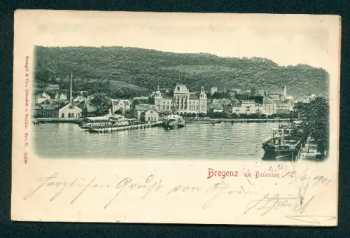 Relief-AK Bregenz am Bodensee, Seepartie mit Booten