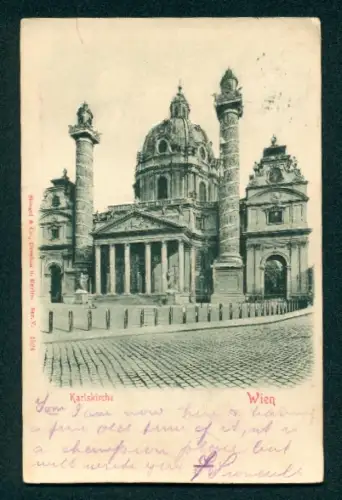 Relief-AK Wien, Karlskirche mit Strassenpartie