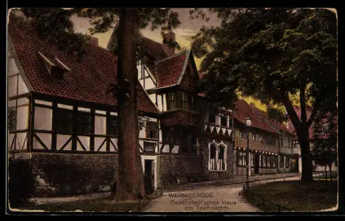 AK Wernigerode, Partie in der Teichdamm-Strasse, Gadenstedt`sches Haus