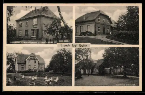 AK Braak / Eutin, Gasthaus Bredfeldt, Bäckerei & Kolonialwaren