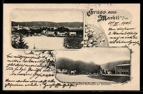 AK Marktl a. Jun., Restaurant Hochreiter zur Eisenbahn