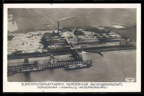 AK Nordenham i. Oldenburg, Superphospatfabrik Nordenham Aktiengesellschaft aus der Luft