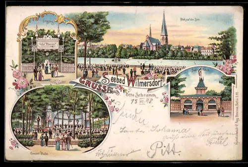 Lithographie Berlin-Wilmersdorf, Seebad Wilmersdorf Otto Schramm, Concerthalle