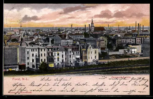 AK Forst /N.-L., Gesamt-Ansicht der Stadt mit Kirche
