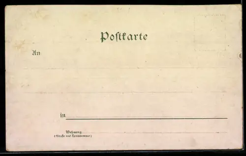 Lithographie Ronsdorf, Rathaus, Post, Kaiser-Krieger-Denkmal