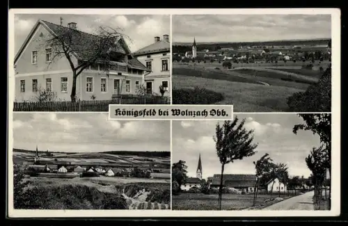 AK Königsfeld bei Wolnzach, Totalansichten mit Kirche und Villa