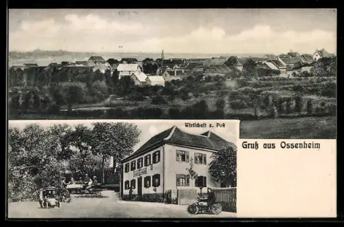 AK Ossenheim, Totalansicht und Gasthof zur Post von August Heil
